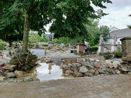 Evang. Diakoniehaus und Umgebung in Bad Neuenahr nach der Flutkatastrophe vom 14. Juli 2021